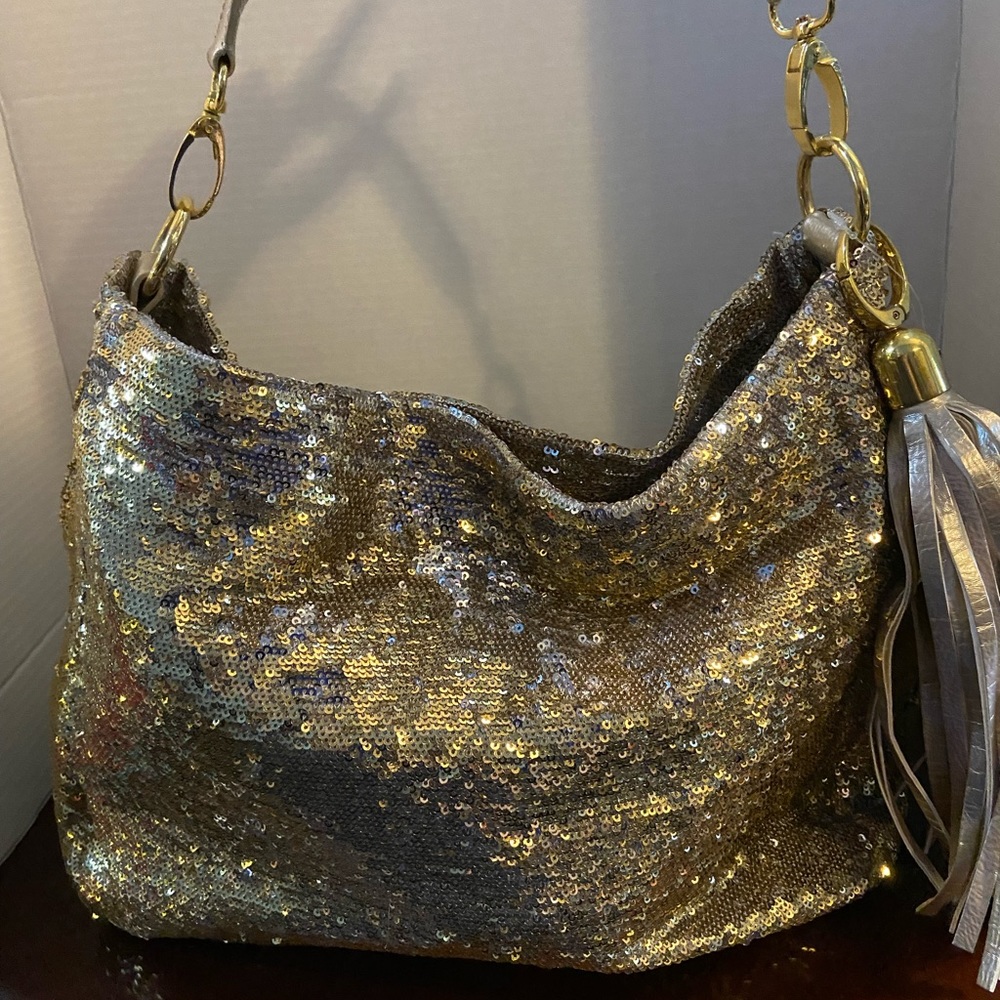 Fiona Lang Gold/Silver sequined bag with tags
